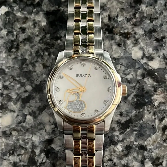 Bulova | Accessories | Bulova Silver And Gold Dress Watch Elegant Twotone  Design With Heart | Poshmark